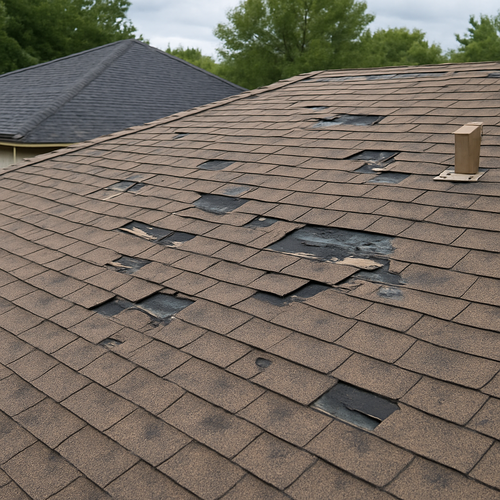storm damage on a roof